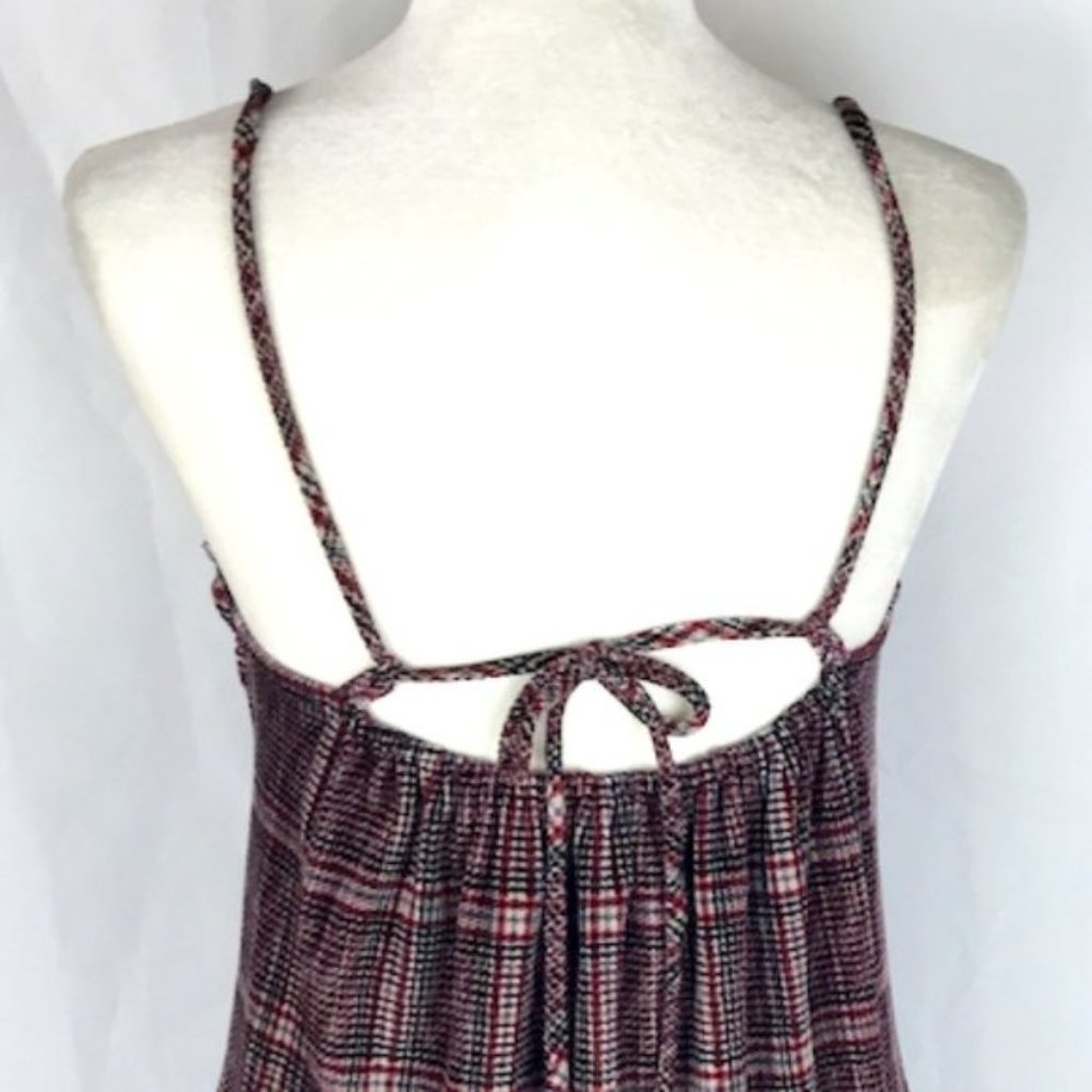 Hummingbird Womens Plaid Stretch Velvet Lace Trim Short Dress Size S - Picture 6 of 7